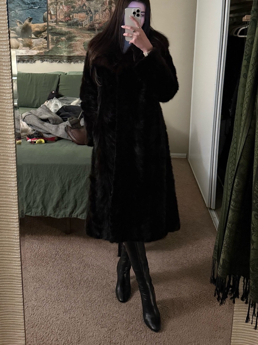 Carson Pirie Scott Fur Salon Beaver & Mink Fur Luxurious Women's Long coat
